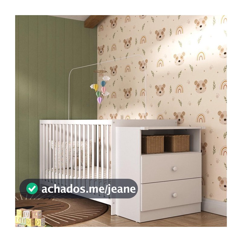 Berço Cômoda c/ Colchão Incluso Meu Bebê Multimóveis Branco com 03 anos de garantia