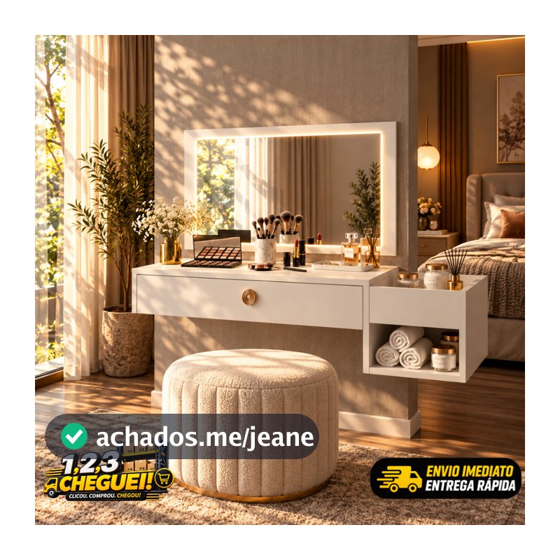 Bancada Makeup Com Espelho Camarim Penteadeira Body Splash Suspensa e Gaveta Organizadora Maquiagem - OFERTA