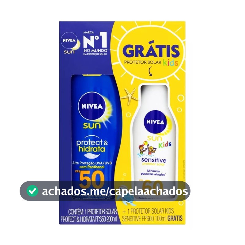 Kit Protetor Solar Adulto 50 FPS 200 ml + Protetor Solar Infantil 60 FPS 100 ml - Nivea