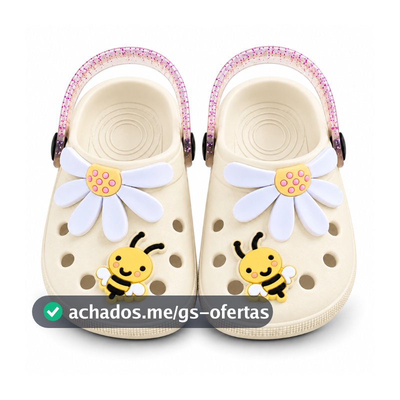 Babuche Infantil Menina Sandália Papete Feminina Abelha Flor Margarida Confortável Leve Macia Antiderrapante