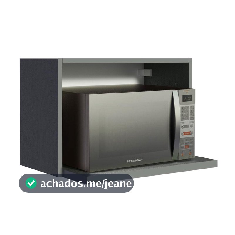 Armário Aéreo Madesa 60 cm com Nicho para Microondas e Forno Elétrico Cinza Nice Madesa