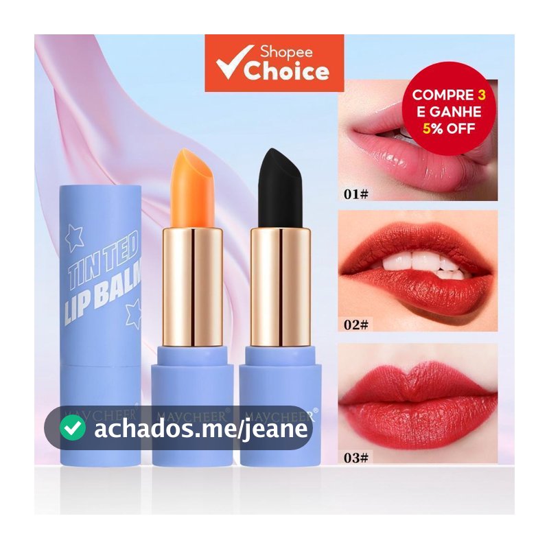 ZSEEY Bálsamo Labial Colorido Com Mudança De Temperatura , Hidratante Para Os Lábios Anti-Peeling 3,5g