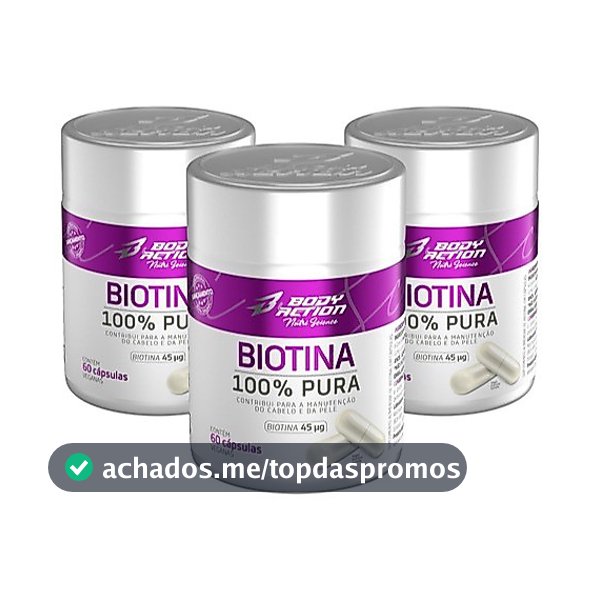 Kit 3x Biotina 100% Pura Total 180 Cápsulas Bodyaction