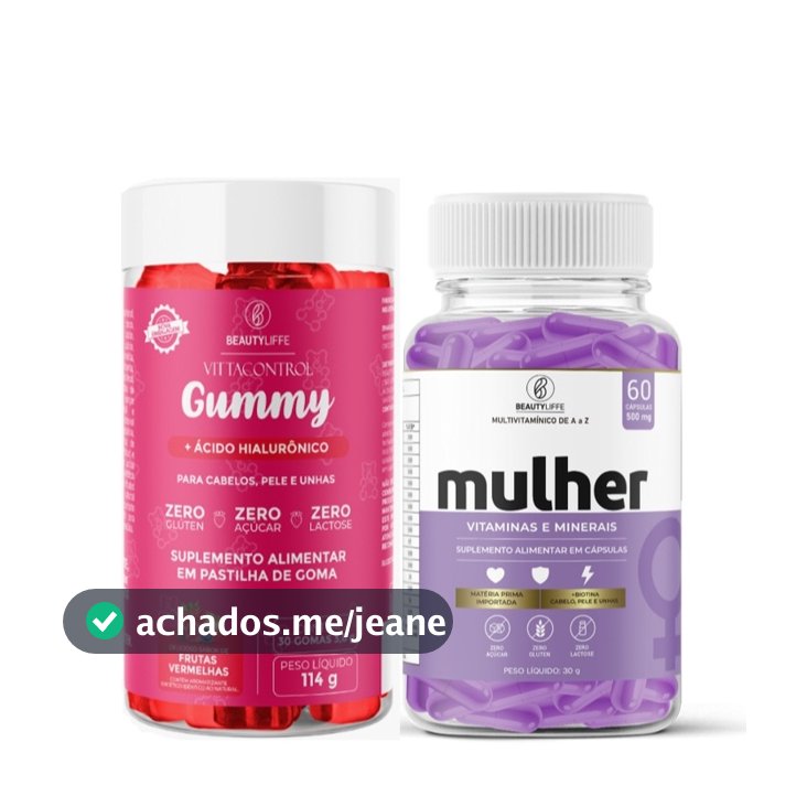 Gominha Crescimento Capilar Vittacontrol Gummy + Multivitaminico MULHER de A a Z + Biotina