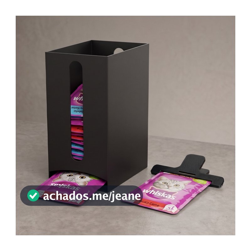 Suporte Porta Sachê Pet + Chave Espremedora Para Gato e Cachorro