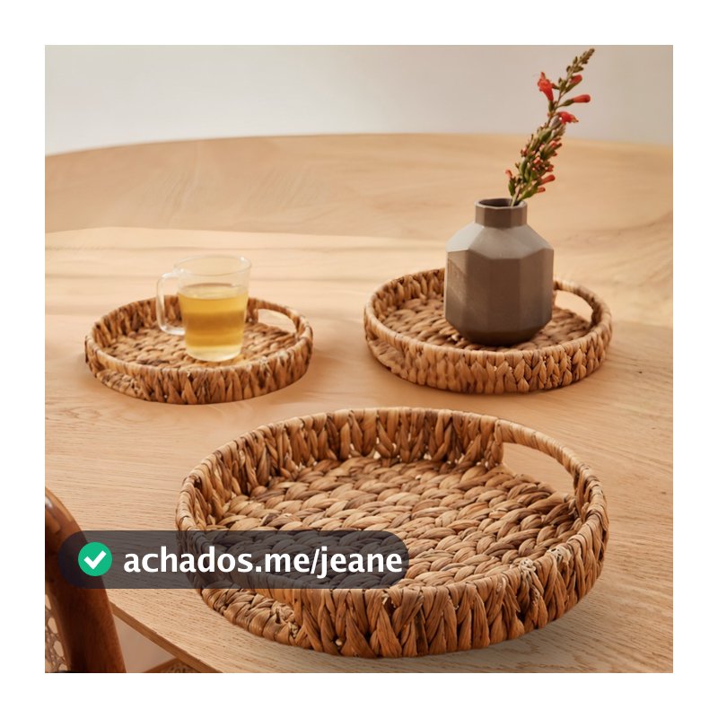 Kit 3 Cestos em Fibra Natural Decorativo, Organizador e Multiuso para Casa