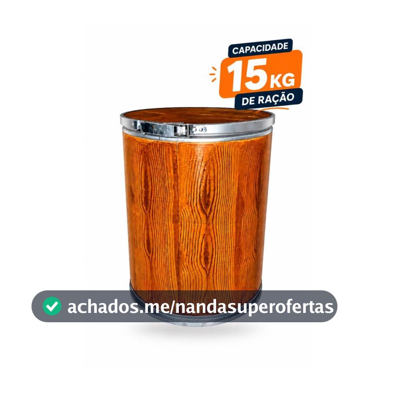 Porta Ração 15 Kg Marrom tambor Travas Armazenamento Brinquedos cilindro Barrica
