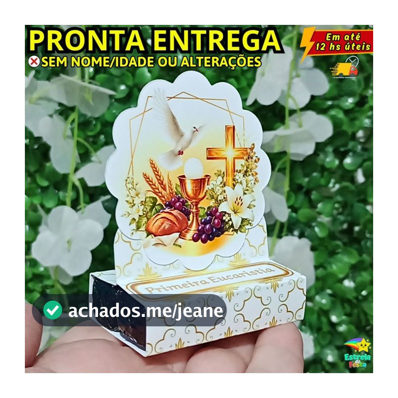 Porta bis duplo PRIMEIRA EUCARISTIA - kit festa decoração de igreja lembrancinha S/NOME-divino pomba