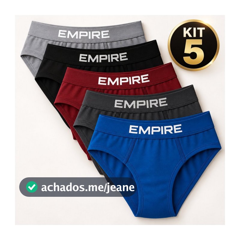 Kit 5 Cuecas Slip de Microfibra Masculino com Forro de Algodão