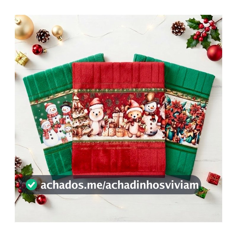 Kit Toalhas Lavabo de Natal Felpuda Dohler Linha Premium Decoraçãode Banheiro Toque Macio Papai Noel