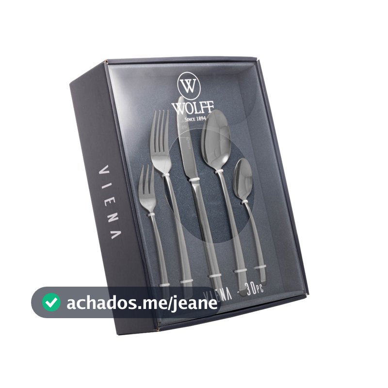 Faqueiro Viena Wolff 7, 20, 30, 48 ou 54 peças de aço inox prateado Gift Box