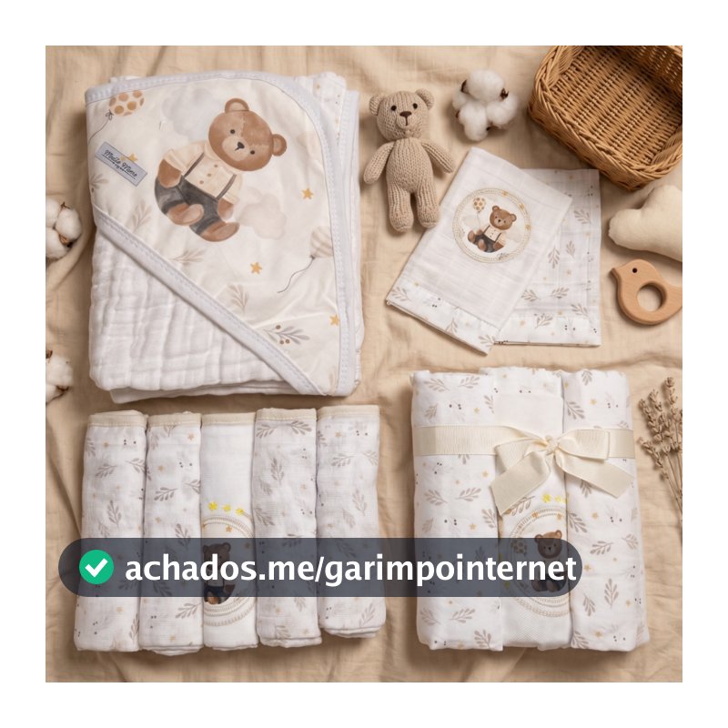 Kit Enxoval Bebê 11 Peças – Fralda, Toalha Soft, Cueiro e Paninhos | Menino, Menina ou Unissex