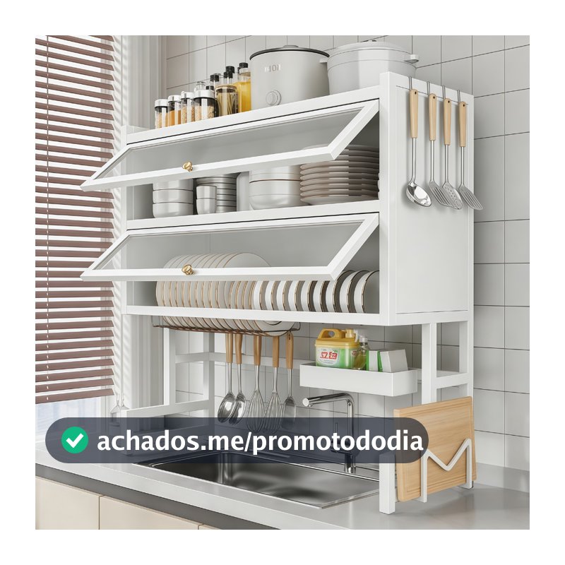 Escorredor De Louça Cozinha Suspensa Pia Rack Organizador Estante poeira porta armário 65/85/105cm