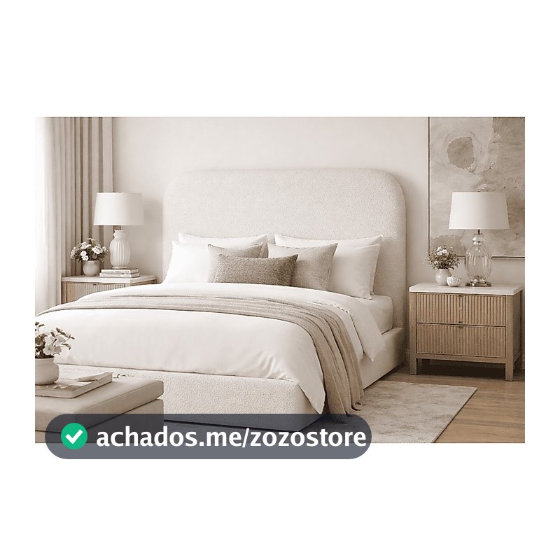 Cabeceira Queen Bouclé Creme 160x120cm Estofada para Cama Box Painel Luxo
