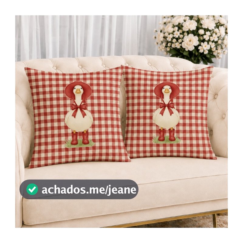 KIT 2 Capas Para Almofadas Decorativas de Luxo, Estilo Moderno Ganso de Frente Vermelho Sublimadas 45x45