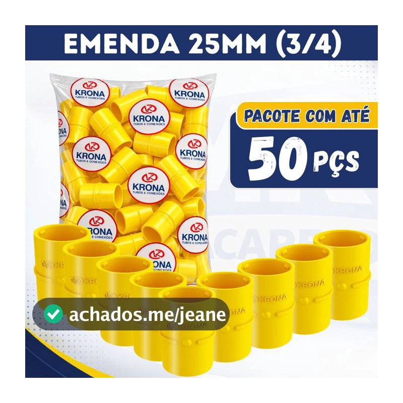 Kit Emenda de Conduíte 3/4 Corrugado Luva Para Emendar Conduite Pvc Amarela 3/4 25mm Amarela KRONA