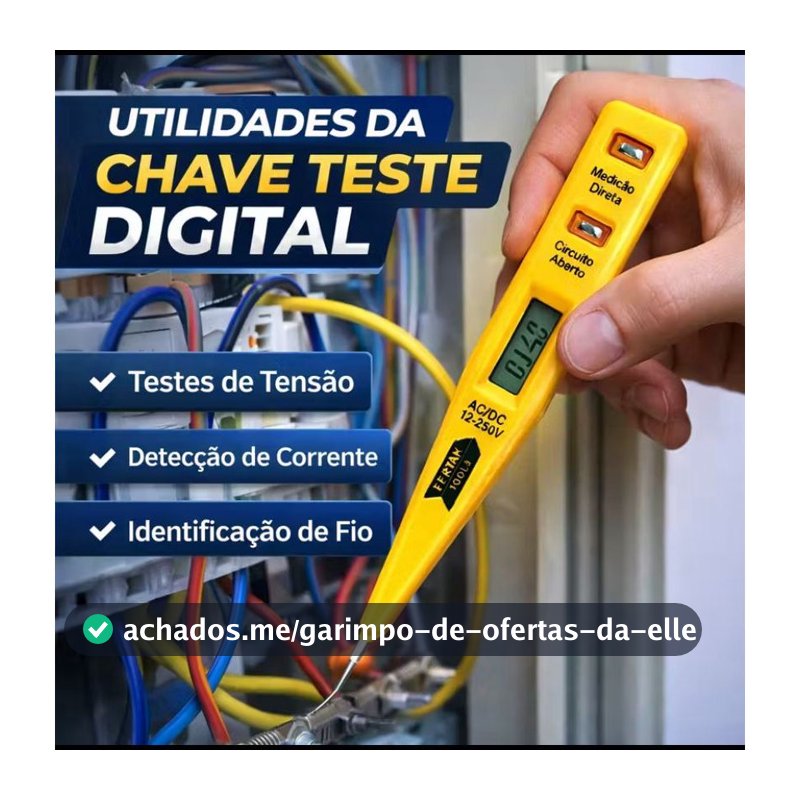 Chave de Teste Digital 12V a 220V com Display LCD e Isolamento Total
