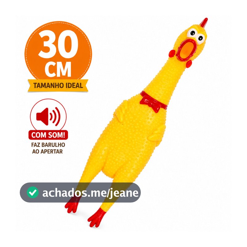 Brinquedo Frango Galinha de Borracha para Cachorro Pet Mordedor Sonoro com Apito 30cm