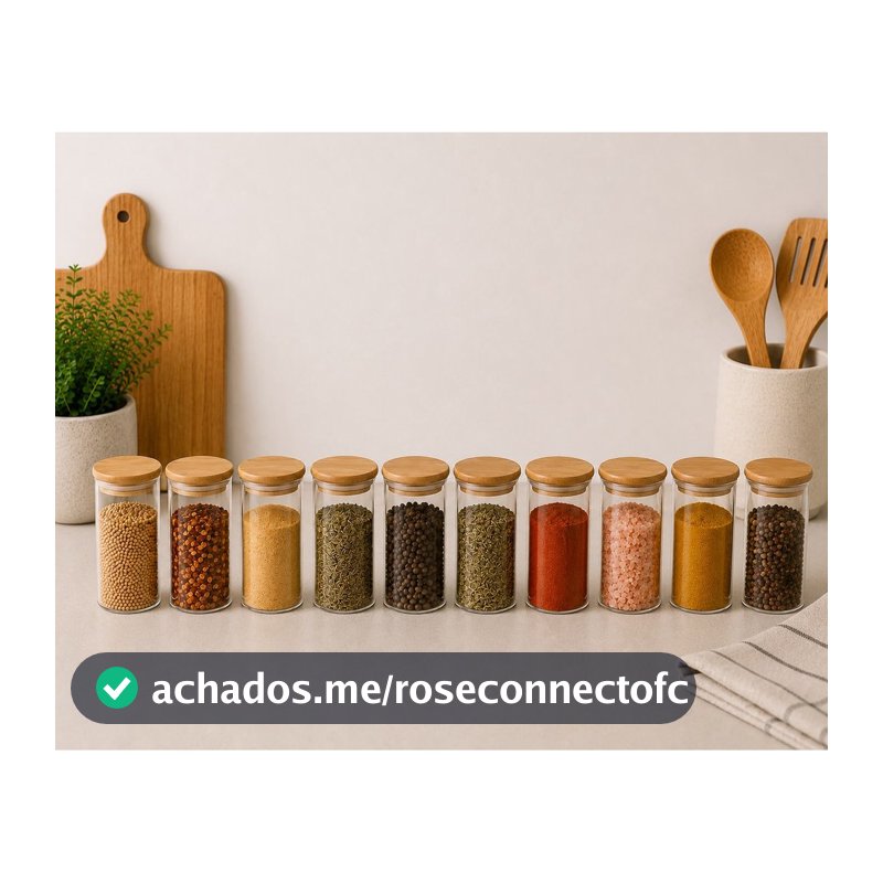 Kit 10 Potes de Vidro Hermético C/ Tampa em Bambu 150ml 25088 - Vencedor