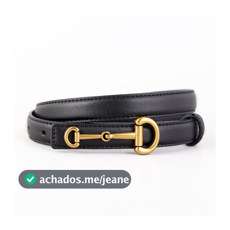 Cinto Feminino de Couro Legítimo com Fivela em Ferradura Dourada - 3 Cores (Preto/Caramelo/Café) | 2×100cm