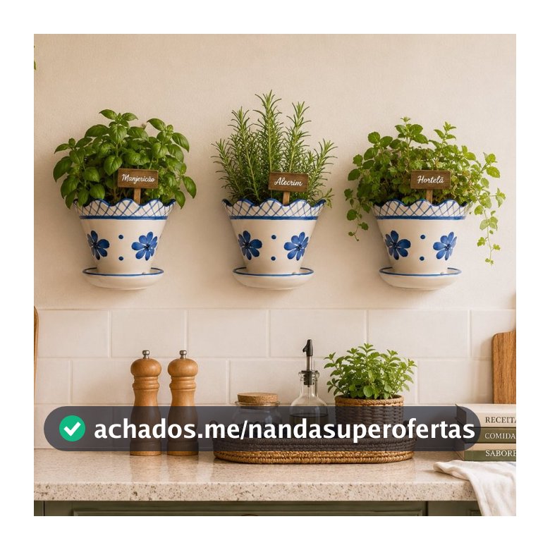 Floreira de Parede em Cerâmica Esmaltada Pintada a Mão Decorativo para Plantas Vaso com Prato