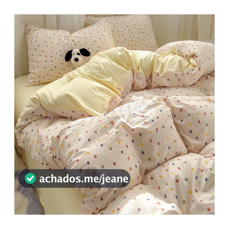 Macio menina coração lavado algodão multicolorido bolinhas cama conjunto de quatro peças dormitório único lençol colcha