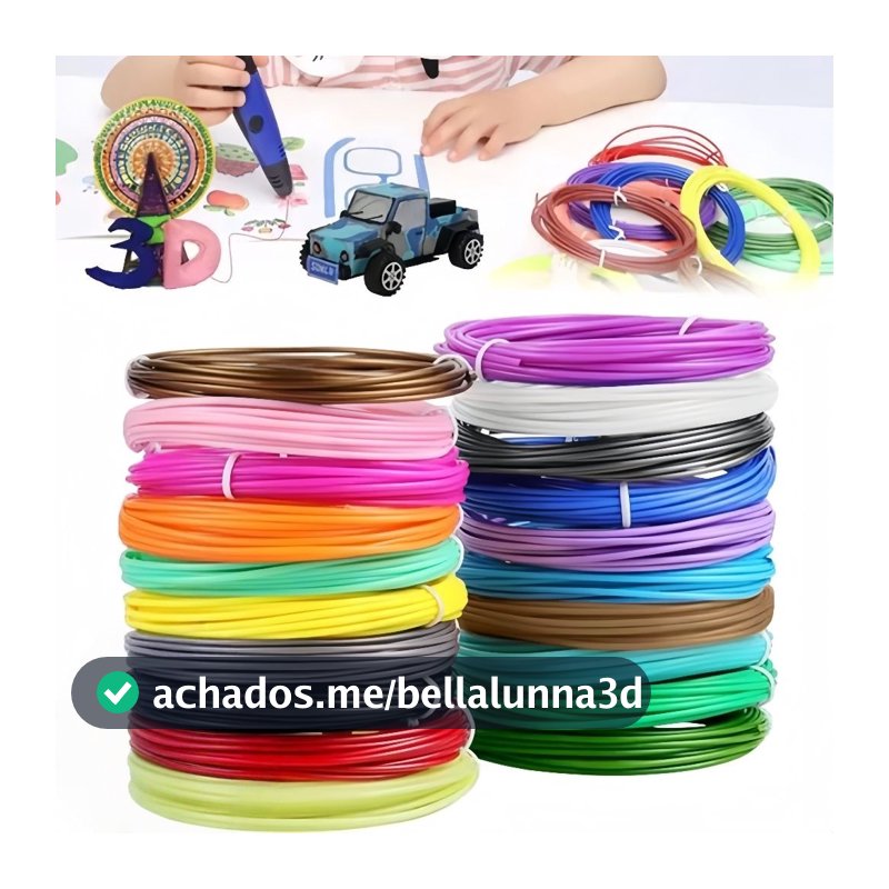 Refil Filamento Abs Kit 10 Cores 50/60/120 M Impressora 3d Caneta Vida
