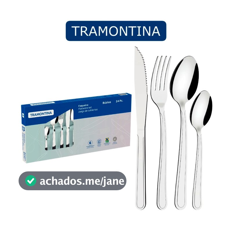 Faqueiro Tramontina Búzios em Aço Inox Jogo de Talheres 24 Peças