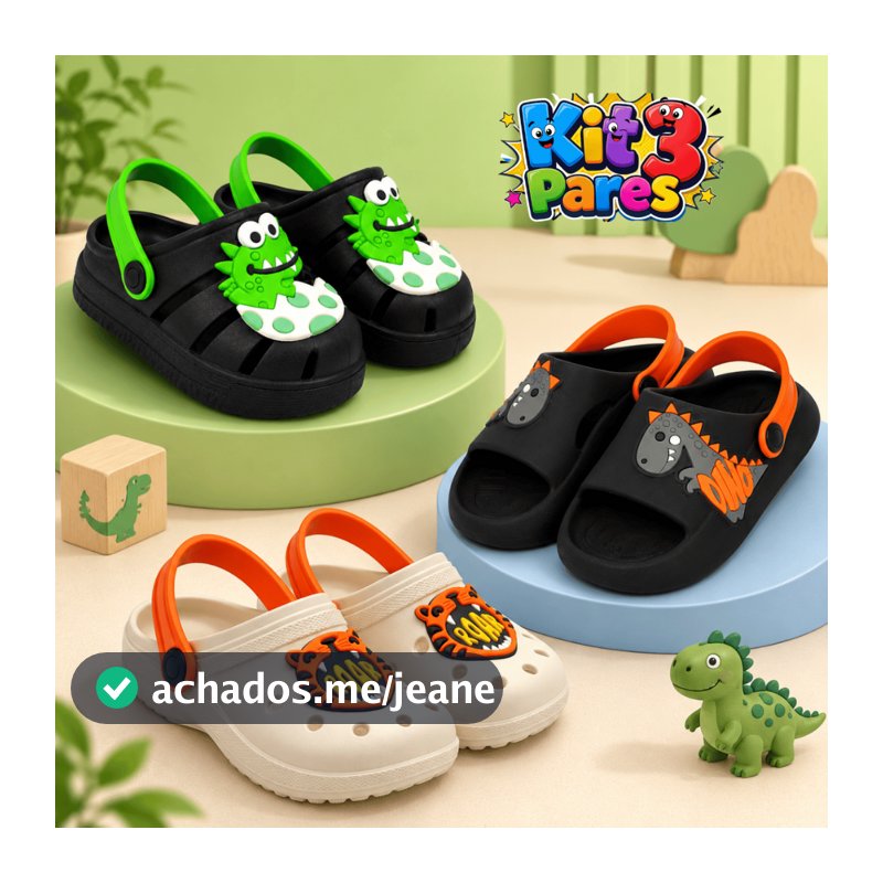 Kit 3 Pares Babuche Sandália Infantil Menino Confortável
