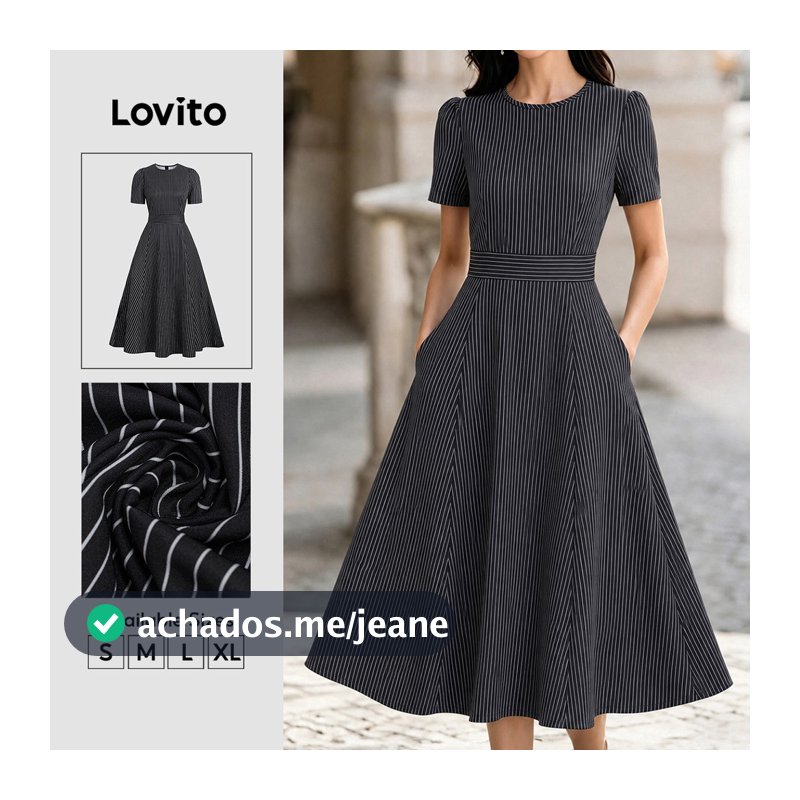 Lovito Vestido Elegante Preto com Zíper Perfeito para O Trabalho Primavera/verão para mulheres DRK8BR229