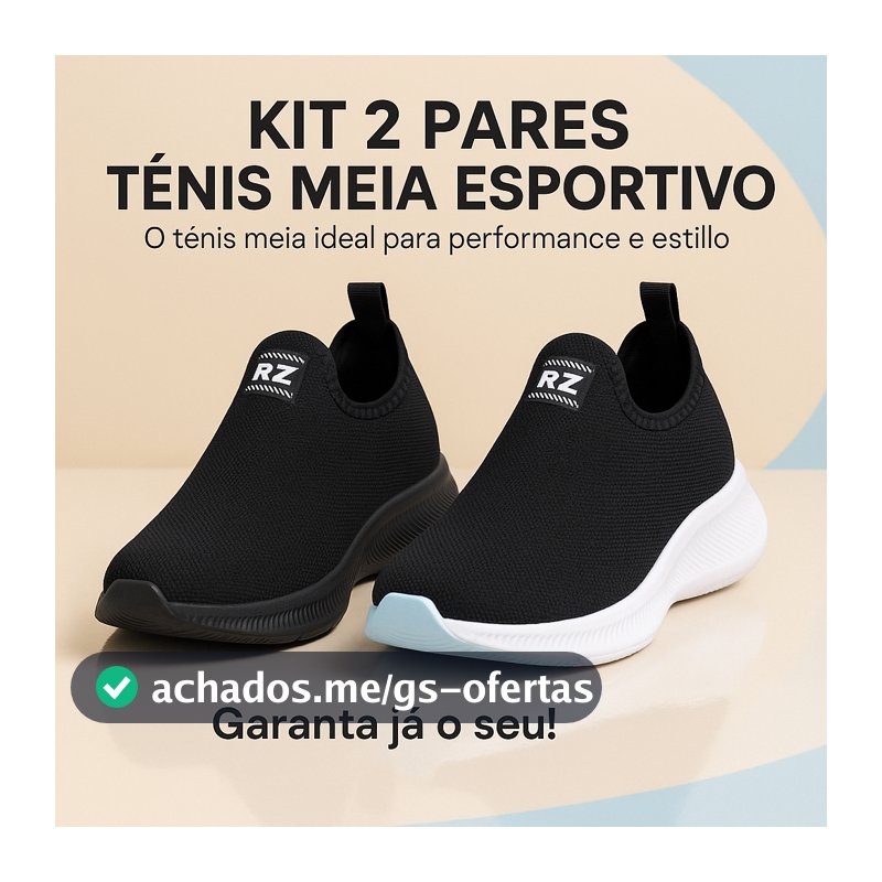 Kit 2 Tênis Masculino - O Tênis Meia Ideal para Performance e Estilo 34 ao 44 - Garanta já o Seu!