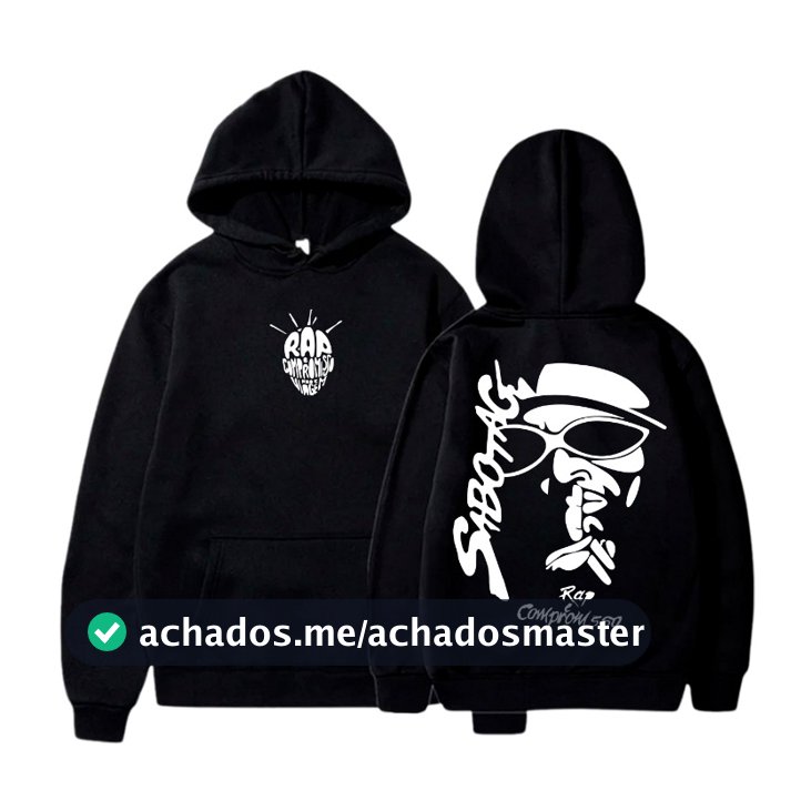 Casaco Moletom  Canguru Com Bolso E Capuz   Flanelado Unissex Sabotagem Rap É Compromisso Racionais