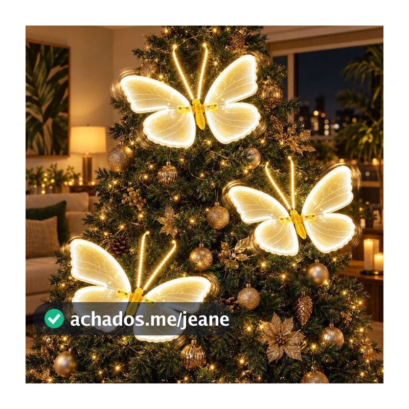 Borboleta de LED Decorativa Bivolt À Prova D'água Branco Quente 40x28cm