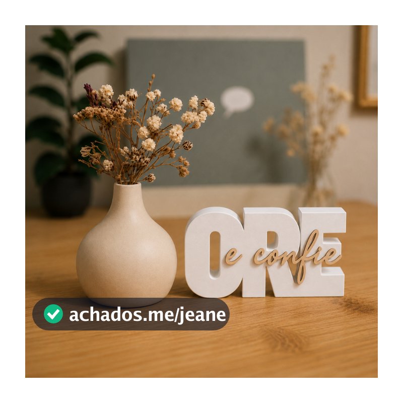 Kit Vaso e Escultura Ore e Confie Religioso Decorativa Enfeite Moderno para Casa, Sala e Escritório