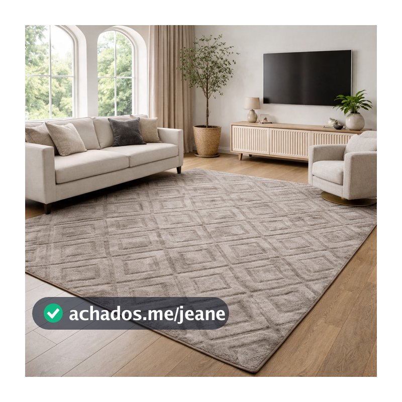 Tapete Sala Grande 2,00x1,40 Antiderrapante Pelo Baixo Com Relevo