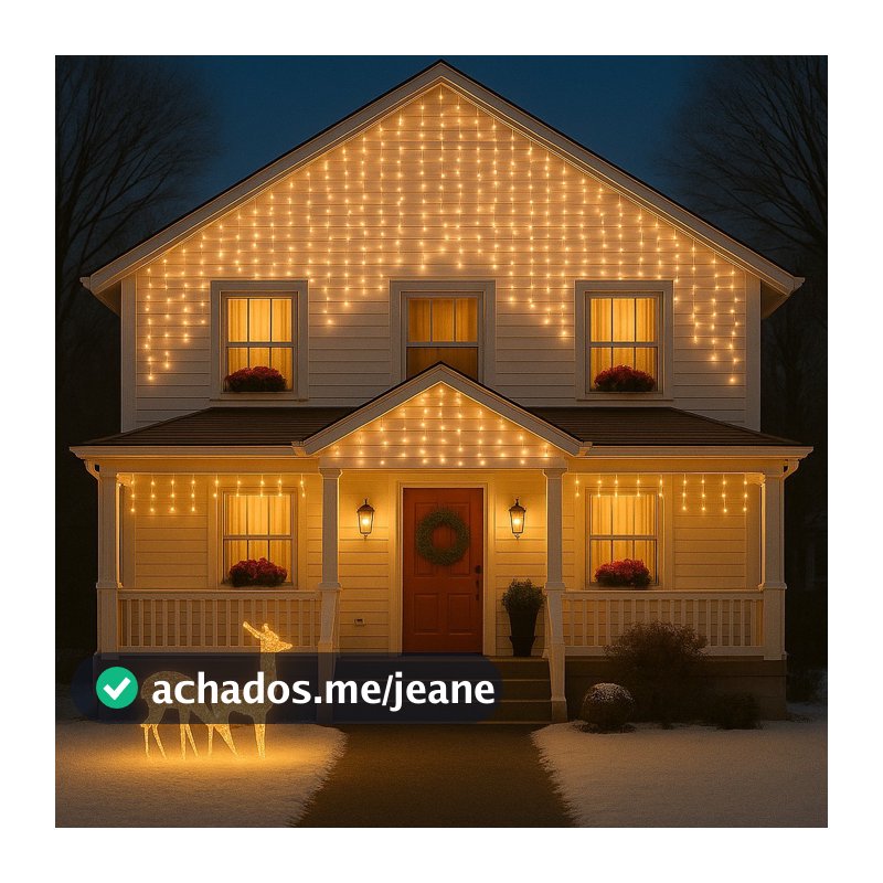 Cascata Natal 400 Lâmpadas LED Com 8 funções ou Fixo / Fio Branco Pisca Pisca Decoração Iluminação