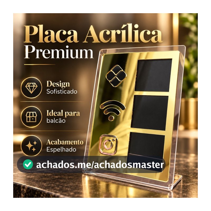 Placa Pix Display Mesa Balcão Pix Wifi Instagram Moderno Lançamento Loja QR Code para Pagamento