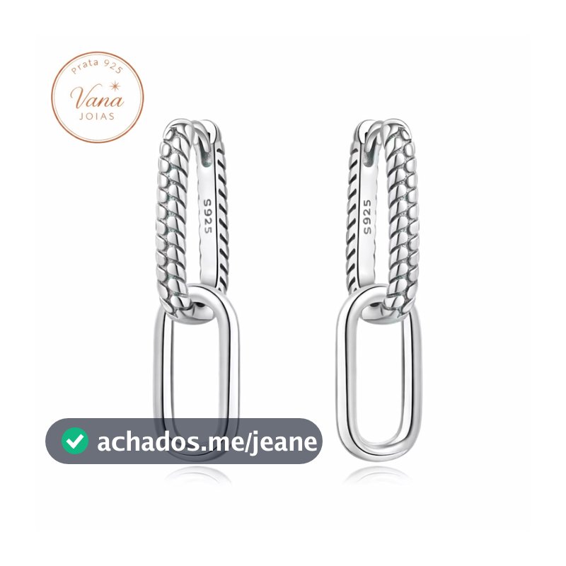 Brinco Prata 925 Feminino 2,7cm com Fecho Design Moderno Elegante