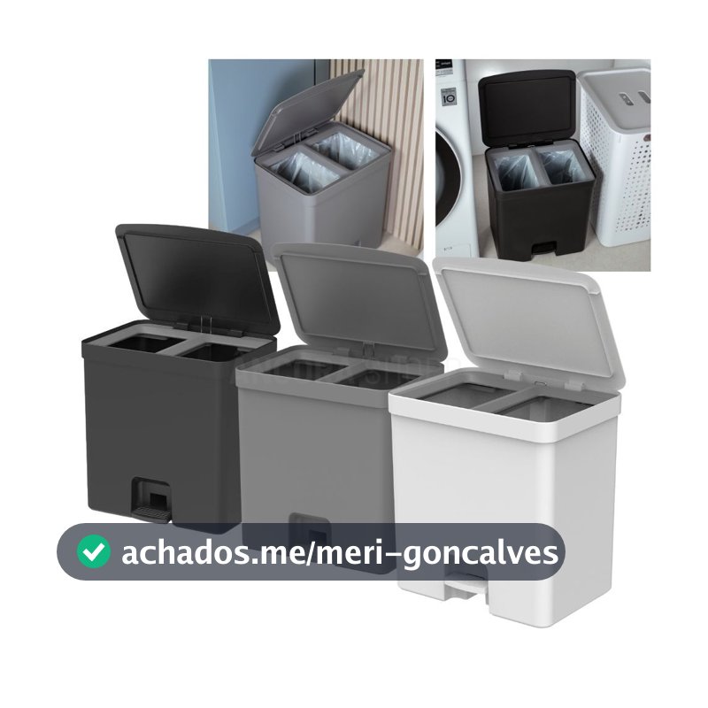 Lixeira Grande com Pedal Esconde Sacola 20L Compartimento Duplo Cozinha Lavanderia Casa OU Trium