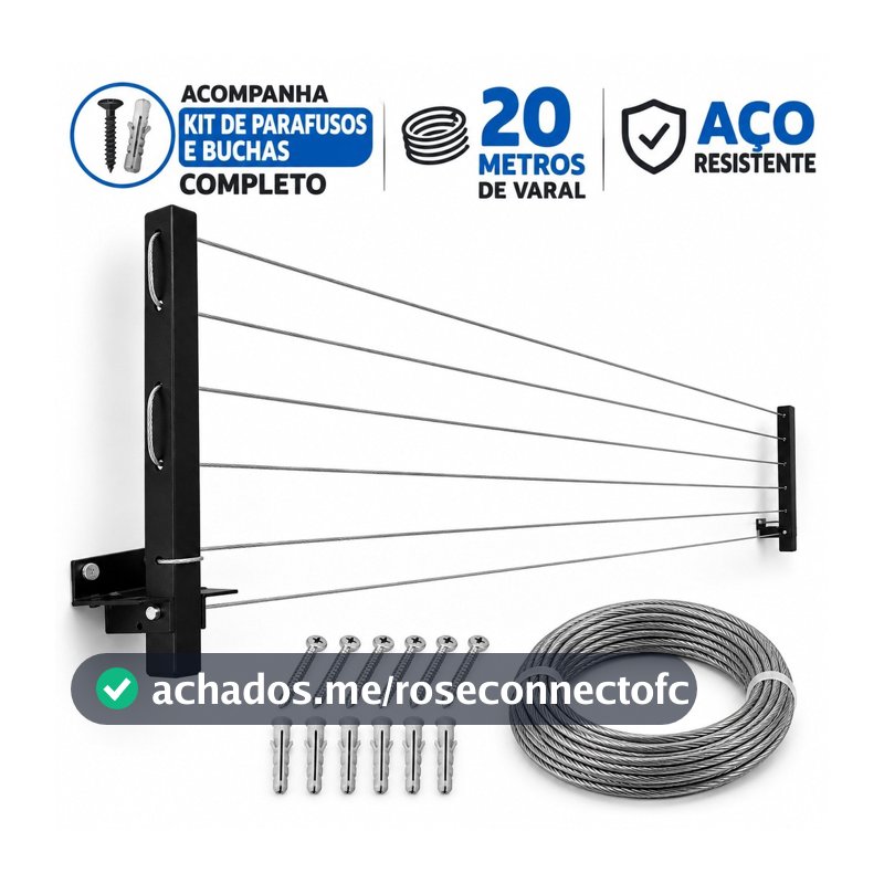 Varal Retrátil de Parede Dobrável – Prático, Compacto e Resistente