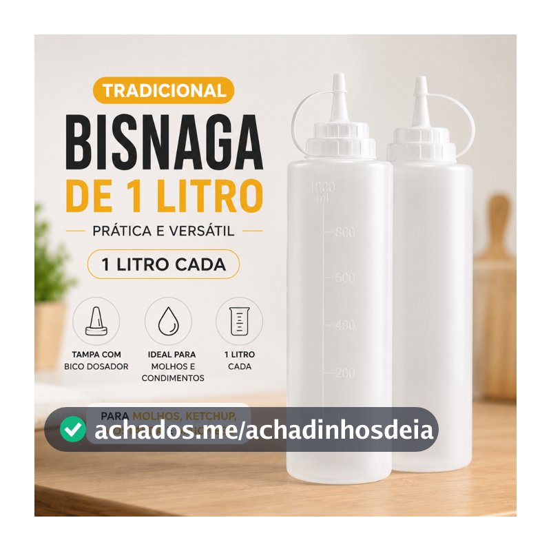 Kit 2 Bisnagas Flexíveis 1 Litro P/ Molhos Ketchup Mostarda Maionese