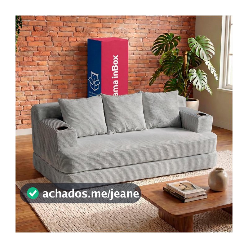 Sofá Cama Nami 1,88m Xpand Tech Tecido Velourê Cinza Claro Cama inBox