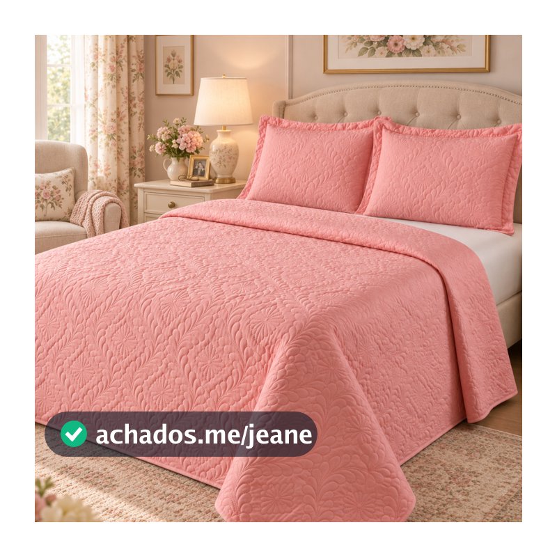 Kit Colcha Cobre Leito Luxo Casal ,Solteiro, Queen + Porta Travesseiro Matelado Ultrassonico Luxo