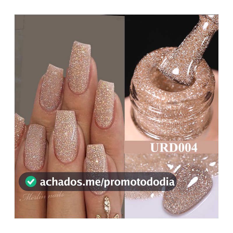 UR SUGAR 15ml Champanhe Ouro Tira Reflexiva Glitter Gel Unha Polonês Verniz Semi Permanente Embeber Fora UV Para Manicu