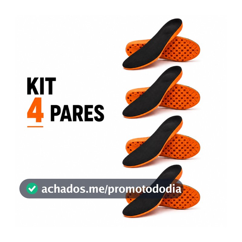 Kit 4 Pares de Palmilha Ortopédica Anti-impacto em Gel Para Tênis Bota Sapato Coturno Uso Diário Levíssimo