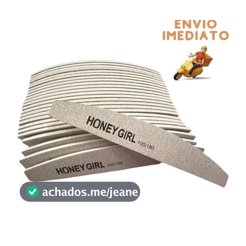 Kit 100 Lixas Bananão 100/180 Honey Girls Para Unha De Gel Manicure Lixa Alta Qualidade