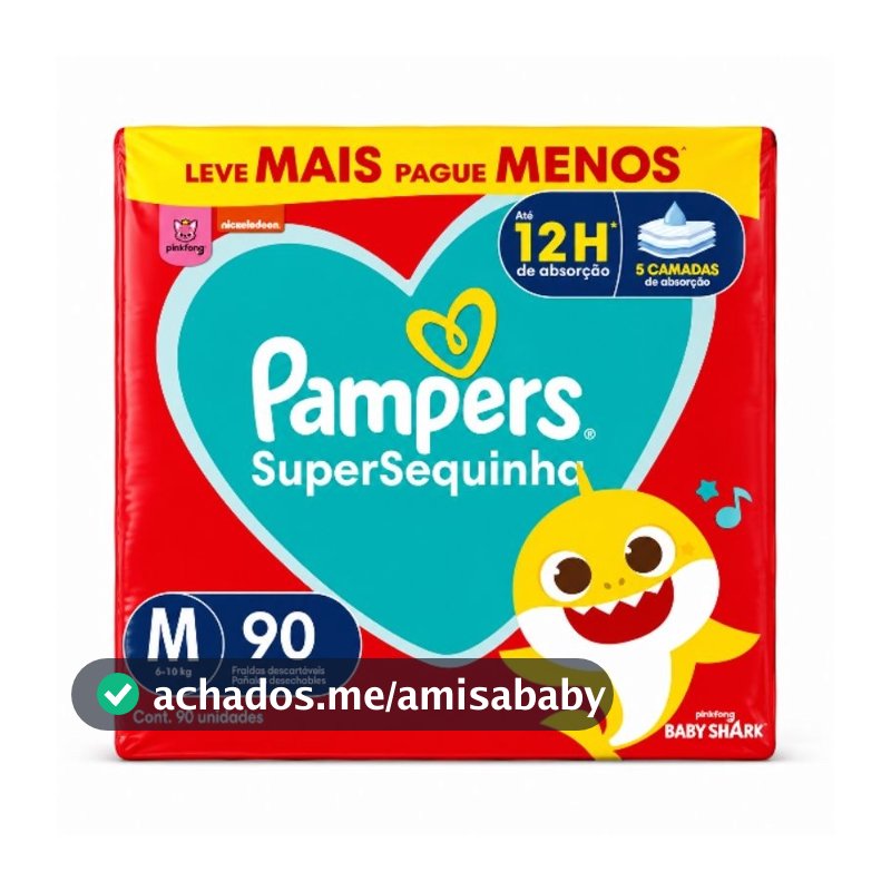 Fralda Pampers SuperSequinha Tam. M - 6 a 10kg 90 Unidades