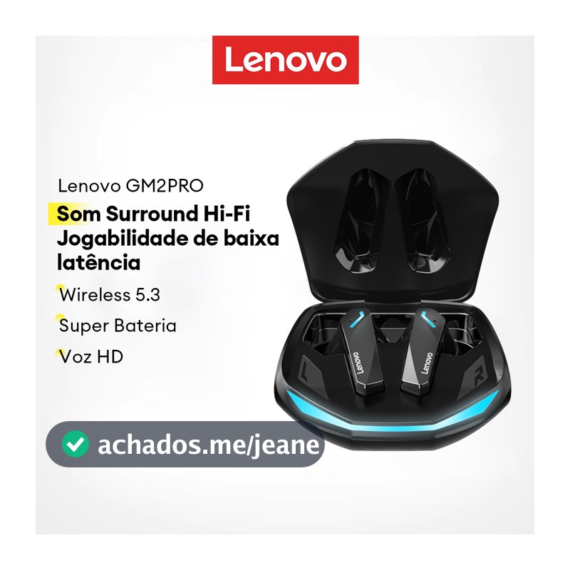 Lenovo GM2 PRO Fone de ouvido para jogos de baixa latência Cancelamento inteligente de ruído