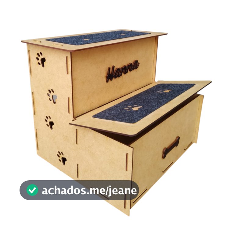 Escada Pet cachorro gato 2 degraus baú escadinha 30cm carpete antiderrapante subir sofá cama