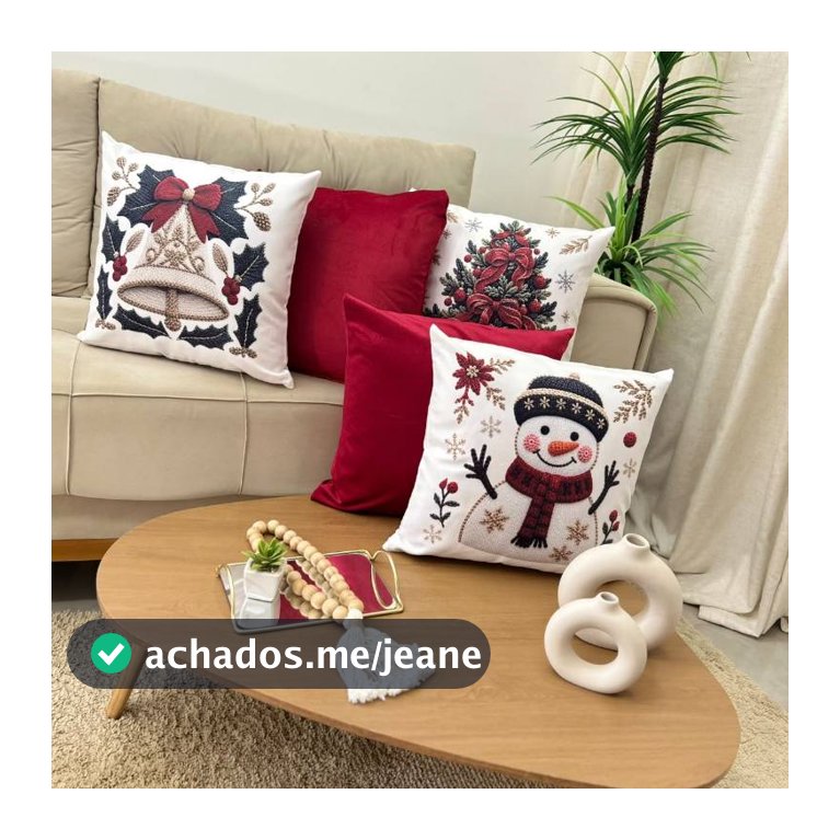 CAPAS NATALINAS Kit 5 Capas de Almofadas Decorativas - Tamanho 45 x 45.